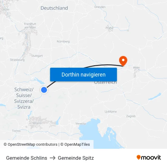 Gemeinde Schlins to Gemeinde Spitz map