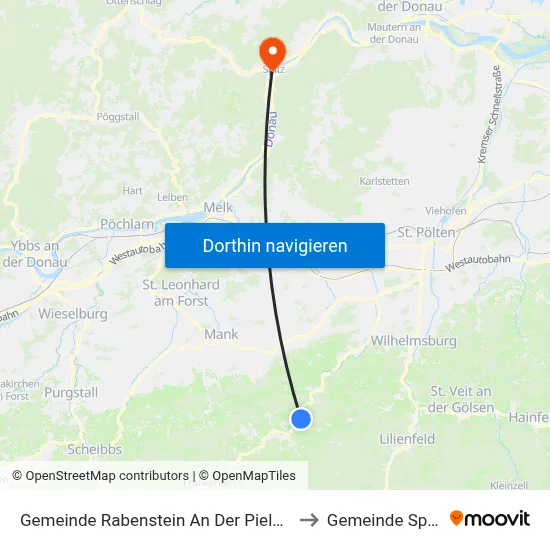 Gemeinde Rabenstein An Der Pielach to Gemeinde Spitz map