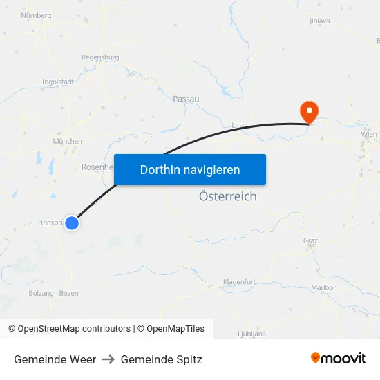 Gemeinde Weer to Gemeinde Spitz map