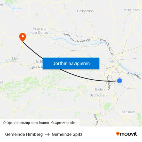 Gemeinde Himberg to Gemeinde Spitz map