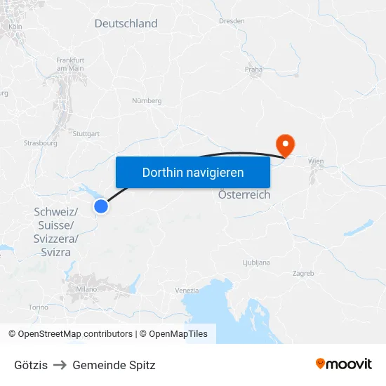Götzis to Gemeinde Spitz map