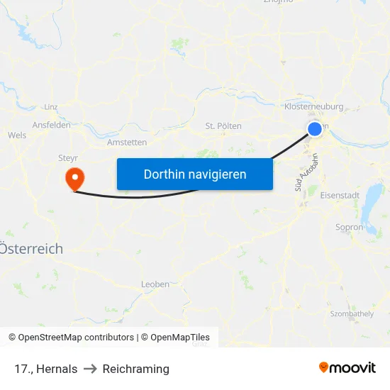 17., Hernals to Reichraming map