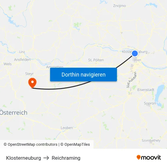 Klosterneuburg to Reichraming map
