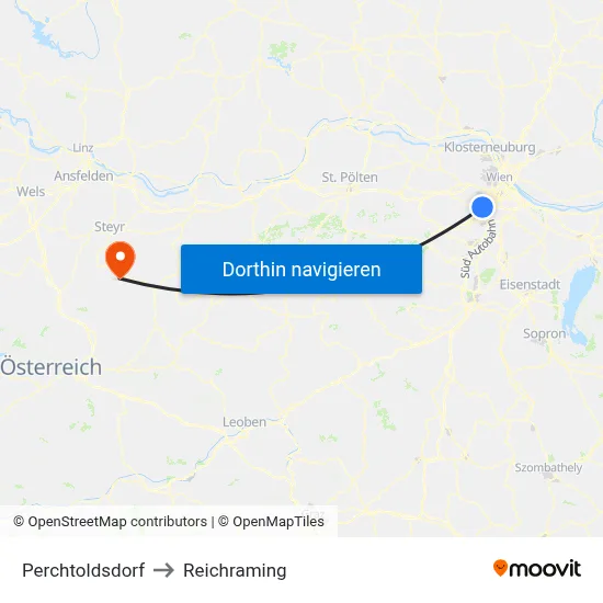 Perchtoldsdorf to Reichraming map