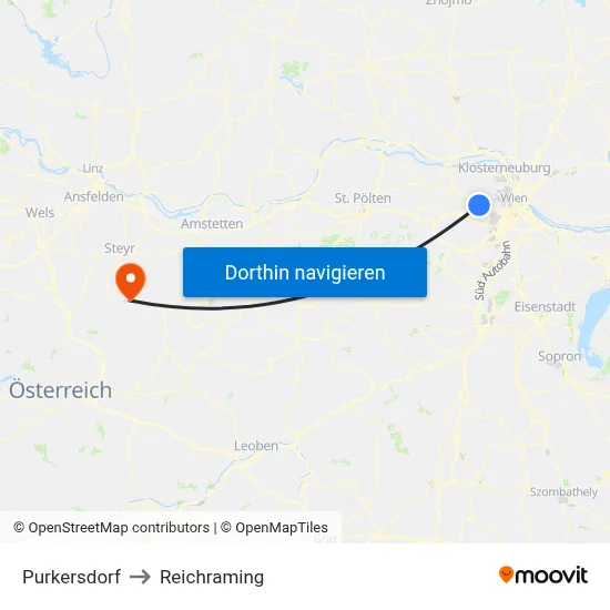 Purkersdorf to Reichraming map