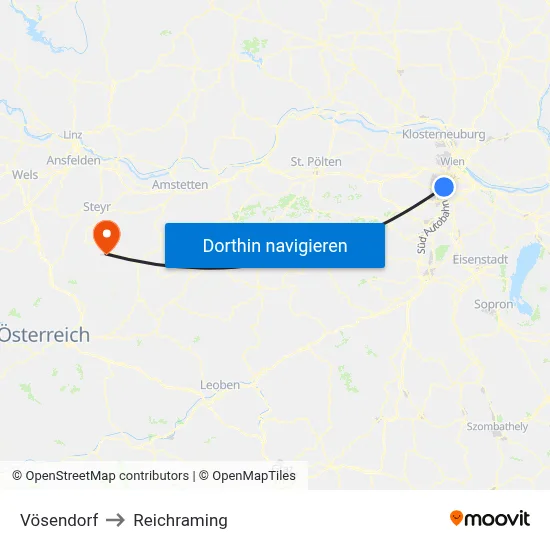 Vösendorf to Reichraming map