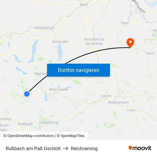 Rußbach am Paß Gschütt to Reichraming map