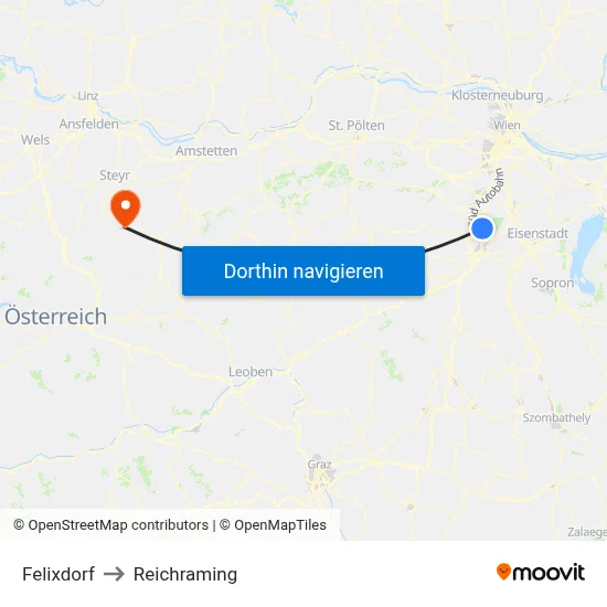 Felixdorf to Reichraming map