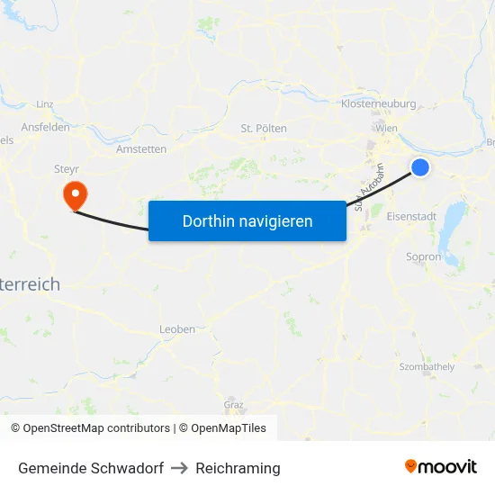 Gemeinde Schwadorf to Reichraming map