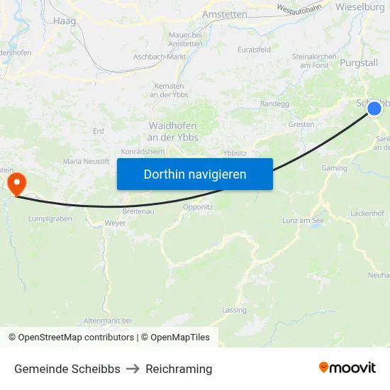 Gemeinde Scheibbs to Reichraming map