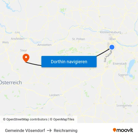 Gemeinde Vösendorf to Reichraming map