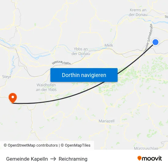 Gemeinde Kapelln to Reichraming map