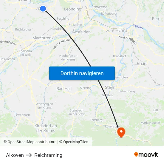 Alkoven to Reichraming map