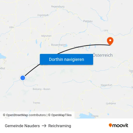 Gemeinde Nauders to Reichraming map