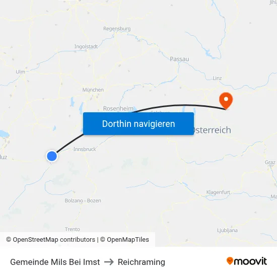Gemeinde Mils Bei Imst to Reichraming map