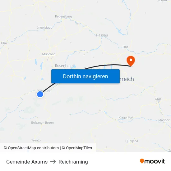 Gemeinde Axams to Reichraming map