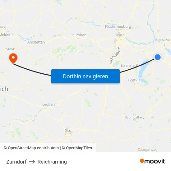 Zurndorf to Reichraming map