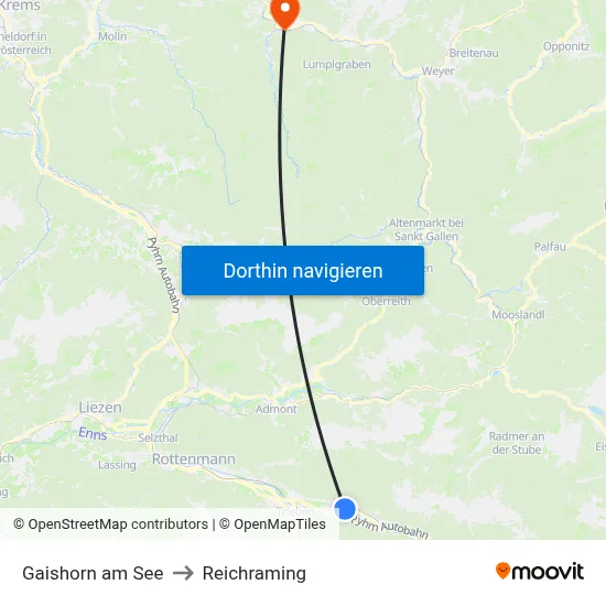 Gaishorn am See to Reichraming map