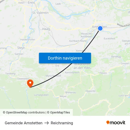 Gemeinde Amstetten to Reichraming map