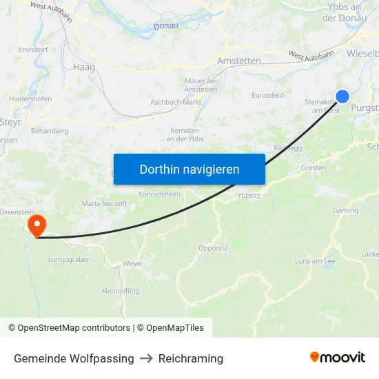 Gemeinde Wolfpassing to Reichraming map