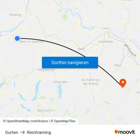 Gurten to Reichraming map