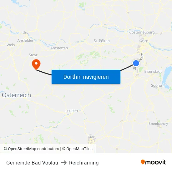 Gemeinde Bad Vöslau to Reichraming map