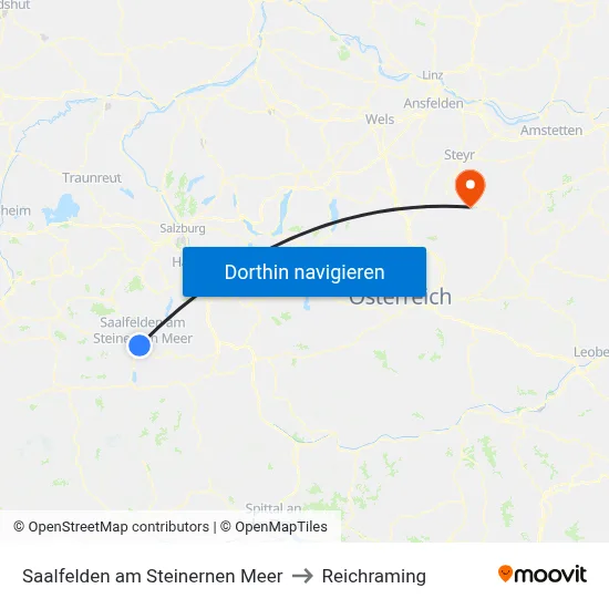 Saalfelden am Steinernen Meer to Reichraming map