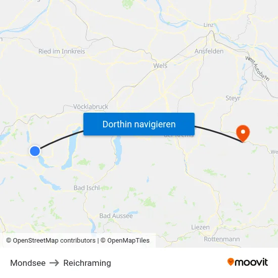 Mondsee to Reichraming map