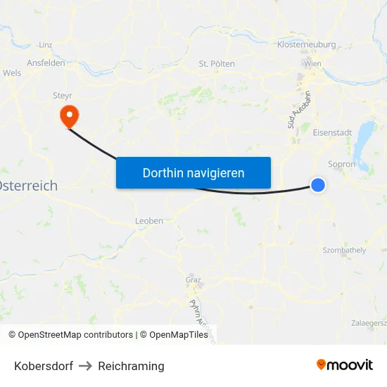 Kobersdorf to Reichraming map