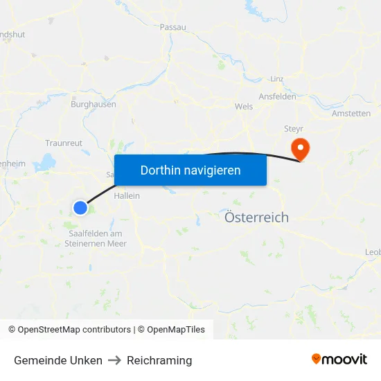 Gemeinde Unken to Reichraming map