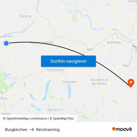 Burgkirchen to Reichraming map