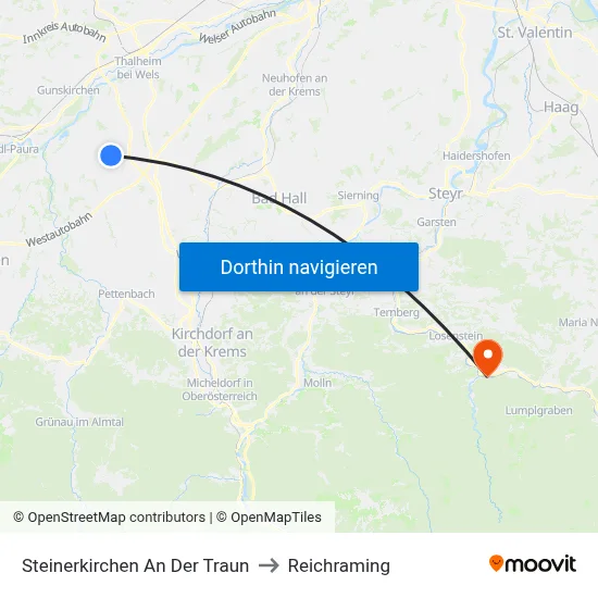 Steinerkirchen An Der Traun to Reichraming map