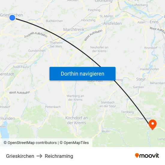 Grieskirchen to Reichraming map