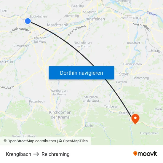 Krenglbach to Reichraming map