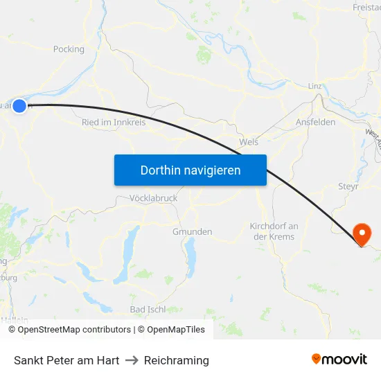 Sankt Peter am Hart to Reichraming map