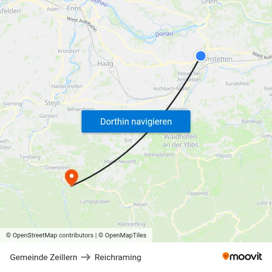 Gemeinde Zeillern to Reichraming map