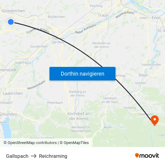 Gallspach to Reichraming map