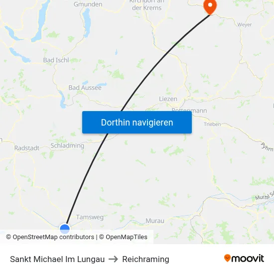 Sankt Michael Im Lungau to Reichraming map