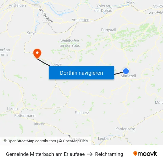 Gemeinde Mitterbach am Erlaufsee to Reichraming map