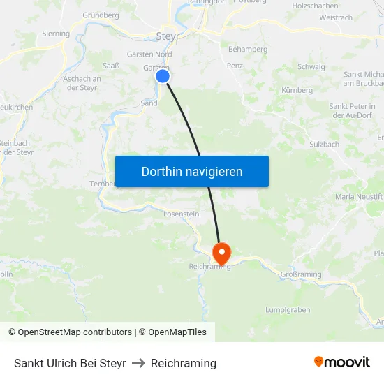 Sankt Ulrich Bei Steyr to Reichraming map
