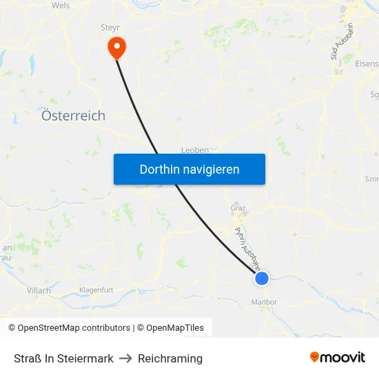Straß In Steiermark to Reichraming map