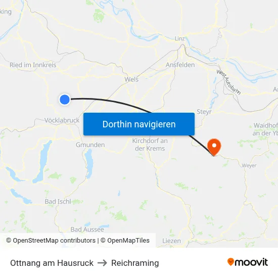 Ottnang am Hausruck to Reichraming map