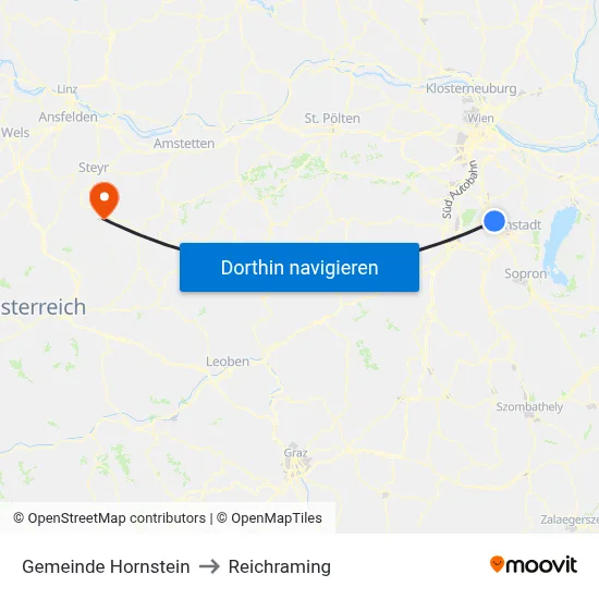 Gemeinde Hornstein to Reichraming map