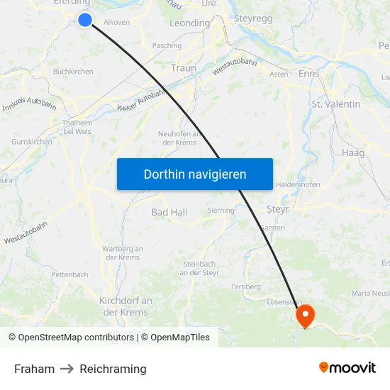 Fraham to Reichraming map