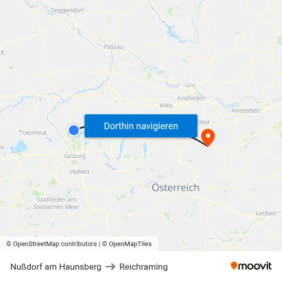 Nußdorf am Haunsberg to Reichraming map