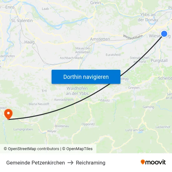 Gemeinde Petzenkirchen to Reichraming map