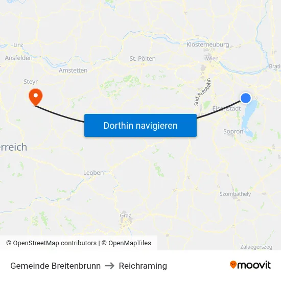 Gemeinde Breitenbrunn to Reichraming map
