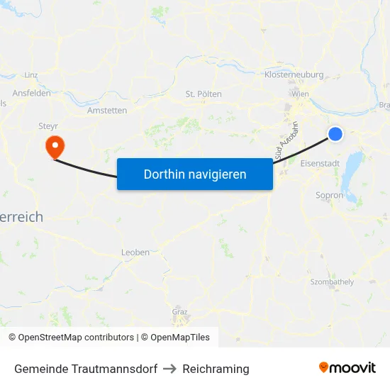 Gemeinde Trautmannsdorf to Reichraming map
