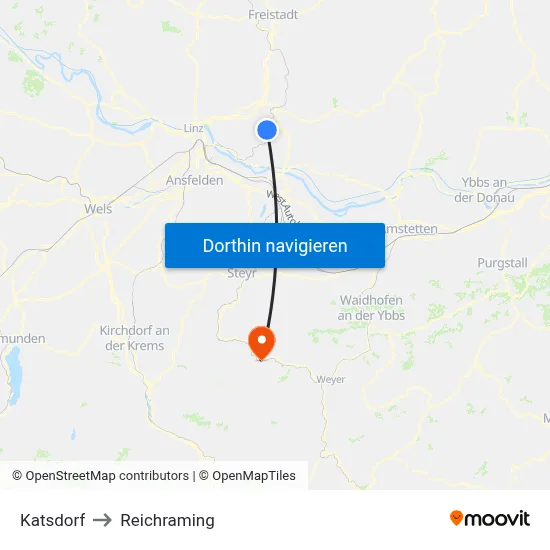 Katsdorf to Reichraming map