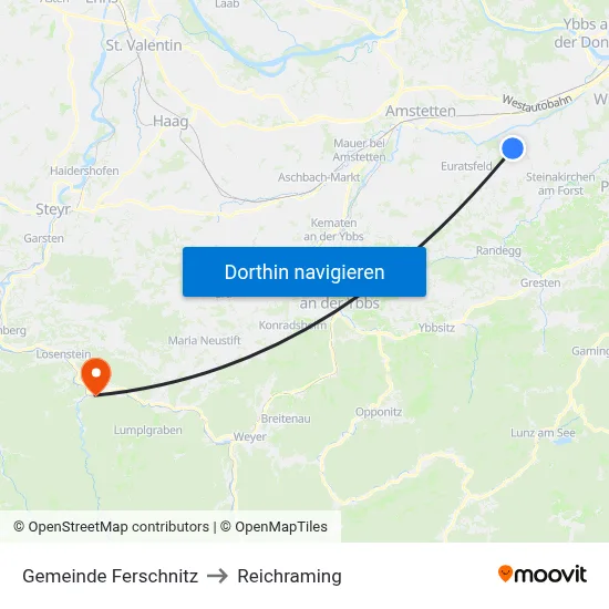 Gemeinde Ferschnitz to Reichraming map